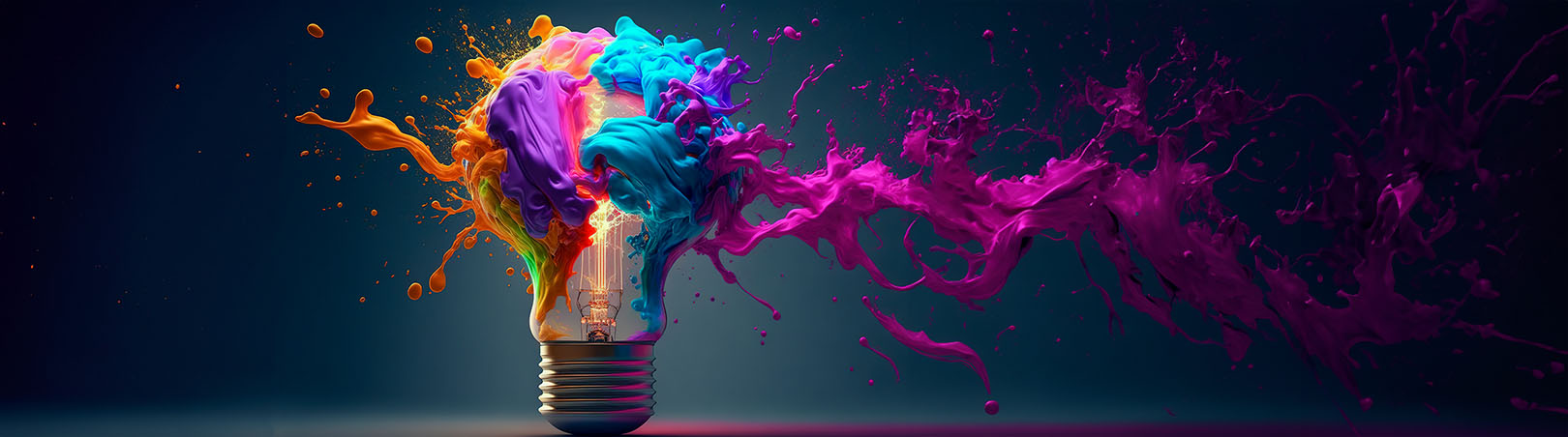 creative light bulb covered in colors of paint meaning marketing