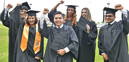 Graduates wearing their regalia