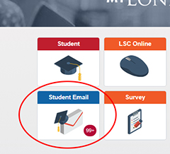 Screenshot of myLoneStar portal with Student Email circled