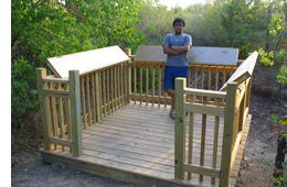 Eagle Scout Akshay Fegade and the outdoor observation deck 