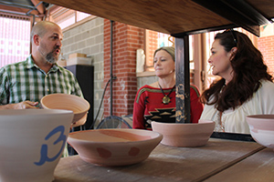 Professor in the ceramics lab 