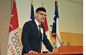 Diego Zaragoza giving speech