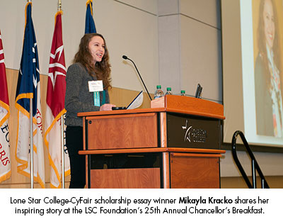 Lone Star College-CyFair scholarship essay winner Mikayla Kracko
