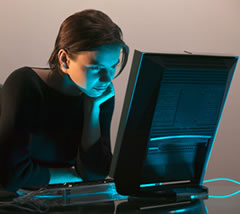 student looking at computer