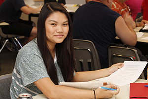 student in classroom