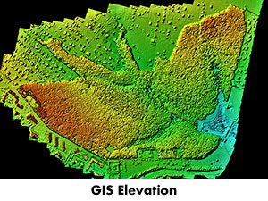 Elevation map produced from GIS data