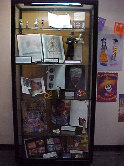 A close up of the west display case