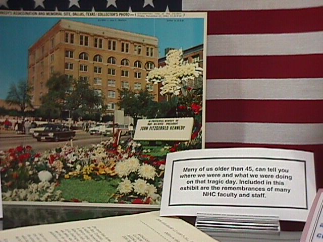 A photo of the assasination location. Many faculty and staff members contributed remembrances to the display.