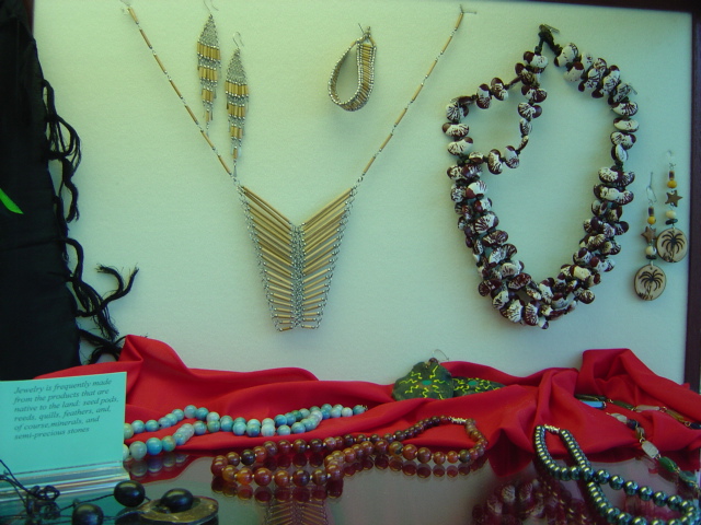 jewelry, much of it made of indigenous materials such as seed pods