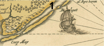 Detail from Novi Belgii Nov&aelig;que Angli&aelig; : nec non partis Virgini&aelig; tabula multis in locis emendata / per Nicolaum Visscher nunc apud Petr. Schenk Iun [New Amsterdam]. Library of Congress,  American Memory Project, Discovery and Exploration, Digital ID: g3715 ct000001 http://hdl.loc.gov/loc.gmd/g3715.ct000001