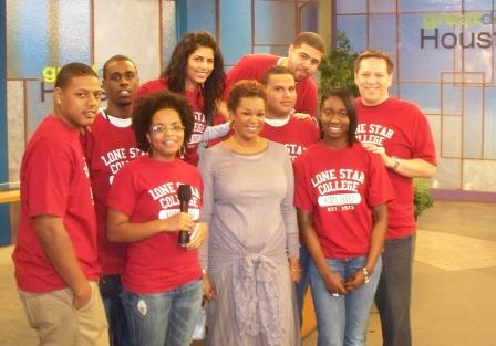 Students in Bob Lynchs Mass Communications class from LSC-North Harris visit with Deborah Duncan, host of Great Day Houston, at KHOU Channel 11 studios.