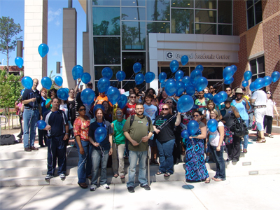 To raise awareness of the impact of child abuse, Lone Star College-Montgomerys Human Services Student Organization, along with other supporting students, staff, and faculty, released 71 blue balloons in honor of the 71 children who have died as a result of child abuse and/or neglect in the greater Houston area in the past year.