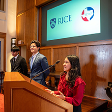 LSC Honors College students speaking at Rice University.