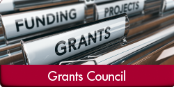 Grants Council (Photo of files in a cabinet with tabs reading "Funding" -- "Projects" -- "Grants" -- "Grants Council" appears in a red bar along the bottom of the image.))