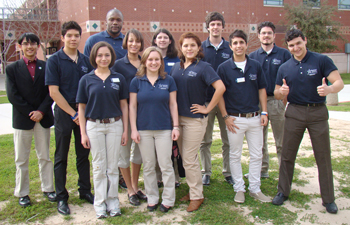 (back row, l. to r.): Javier Fernandez-Han; Giancarlo Hernandez, vice president; Mardochee Basseg; Moi Robinson; Angela Tallant; Ivan Ruchhoeft; and Elvis Murray; (front row, l. to r.): Brenda Cruz; Anastasiya Ovchinnikova, president; Sara Gonzalez; Luis Lopez; and Angel Guajardo.