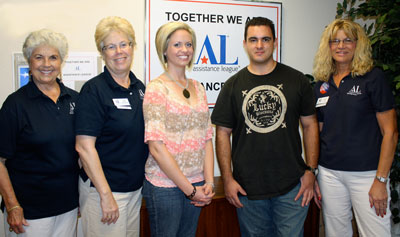 Several students from Lone Star College-Montgomery have returned to college this semester thanks to a scholarship from Assistance League of Montgomery County. Pictured from left to right are Doris Denio and Jane Gehring, volunteers with Assistance League, Allyson Lile and Justin Guy, scholarship recipients and students at LSC-Montgomery, and Janita Love, a volunteer with Assistance League.