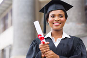 Photo of student in cap and gown