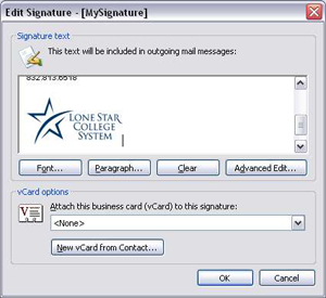 Step 5 of e-mail signature setup
