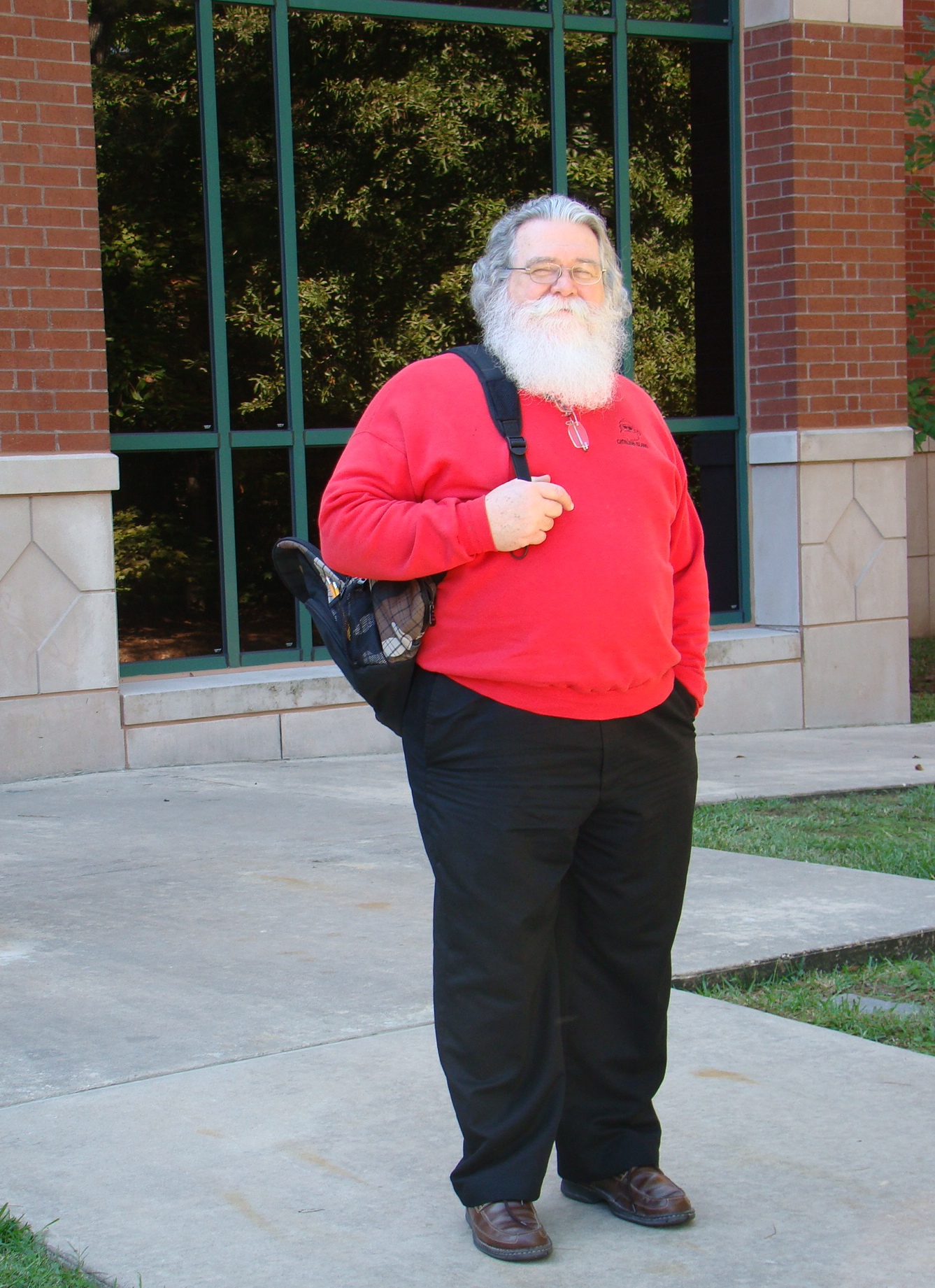 Student Bill Porter, known as Santa Bill, traded in his toy sack for a back pack to take classes this fall at Lone Star College-Montgomery.  Santa Bill is working toward a degree in graphic arts. 