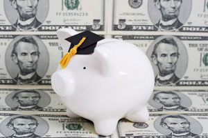 Piggy bank with graduation cap