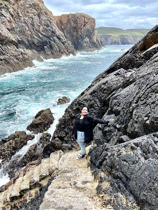 Beatriz Rincon, LSC student and Gilman International Scholarship recipient poses on Arranmore Island in Ireland