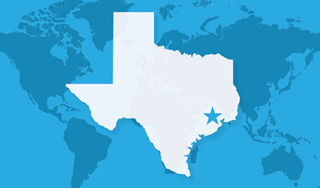 Graphic of Texas over the globe