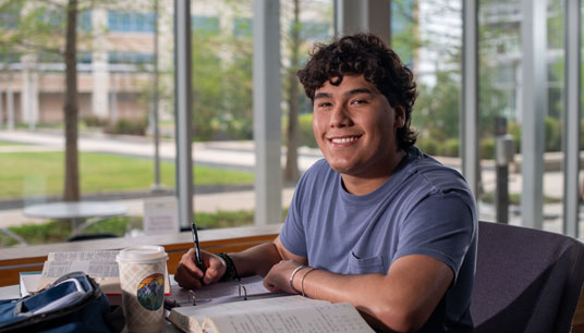 Student doing homework