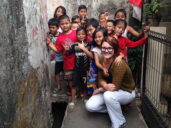 Student with international kids