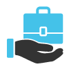Briefcase and hand icon
