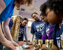 A group of students working together 