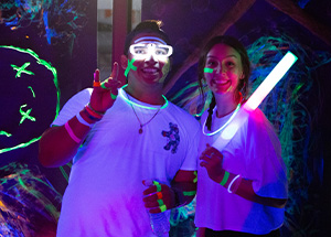 students at a glow party 