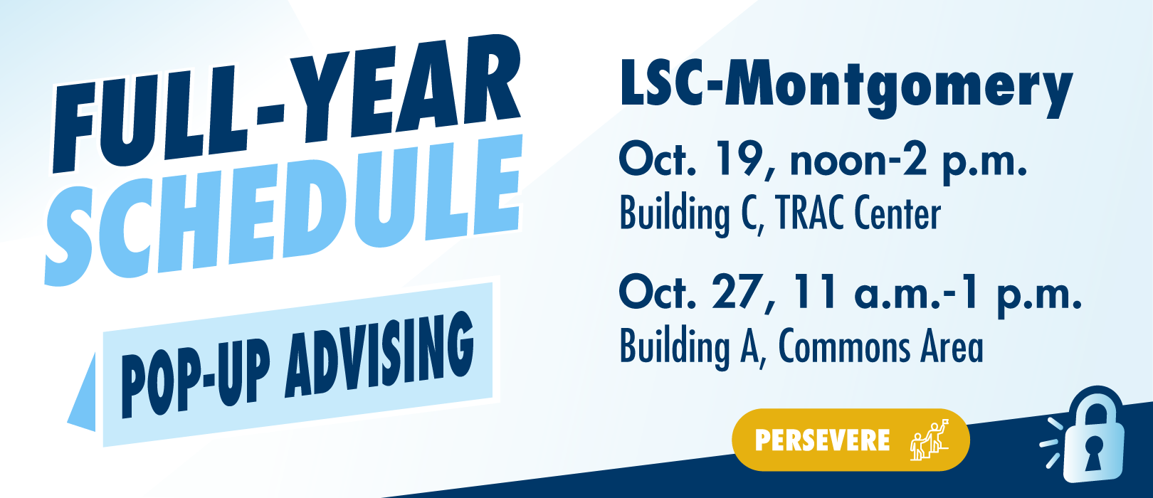 Full Year Schedule blue text pop up advising LSC-Montgomery