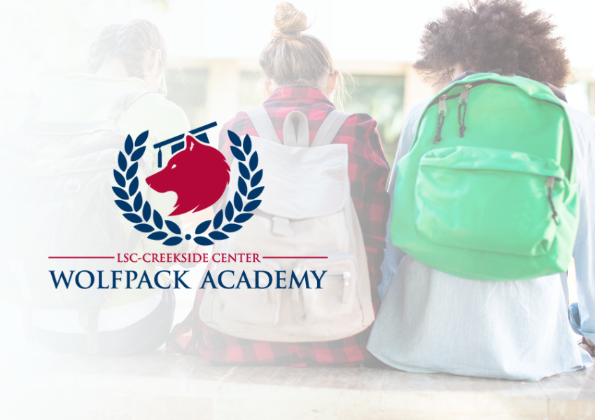 LSC-Creekside Center Wolfpack Academy, older teens with backpacks on  