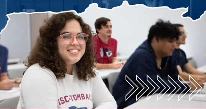 Female student smiling in class