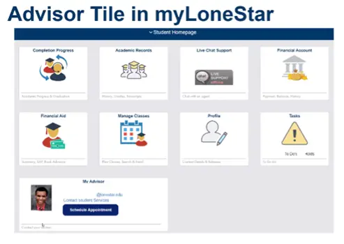 Advisor tile on myLoneStar