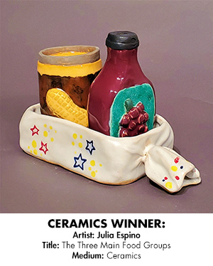 CERAMICS WINNER: "The Three Main Food Groups" by Julia Espino