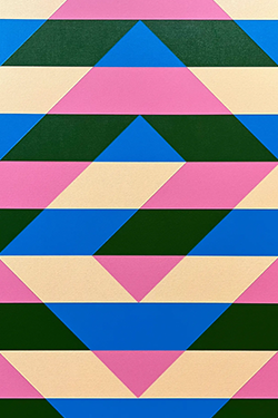 abstract painting with patterns of lines and spirals painted by Luc Sokolowski