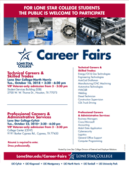 Career Fairs Events Tuesday October 16 2018 3 30pm 6 00pm Vip For Veterans Student Services Building Ssb 2700 W Thorne Dr Houston Tx 77073
