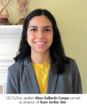 LSC-CyFair student Alma Gallardo Campa served as director of Team Jordan Star.