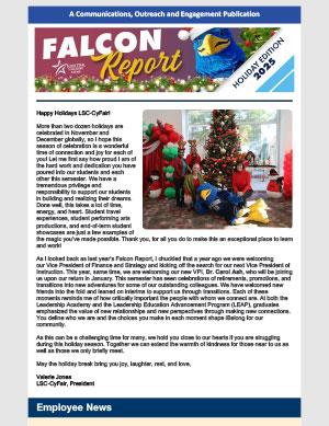 Cover of Falcon Report - December 2025�- Happy Holidays, LSC-CyFair!