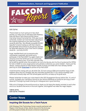 Cover of Falcon Report - October 2025 - Putting Community in College!