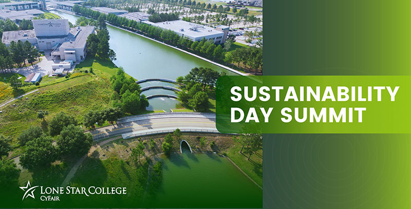 Sustainability Day Summit at Lone Star College-CyFair. Aerial view of the campus.