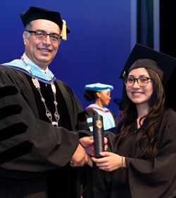 President Shah and student, Luisa De Leon