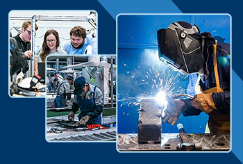 Images of students training for and practicing careers