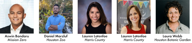 2nd Panel Speakers: photos of Aswin Bandaru, Daniel Marzluf, Lauren Lotenfoe, Rose Belzung Holmes, and Laura Webb