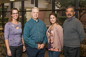 LSC-Tomballs 2018 Faculty Excellence Award winners are (from left) Christine Bradford, Frank Willingham, Dr. Cynthia Galvan, and Carlos Aguilar