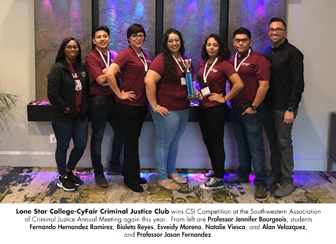 LSC-CyFair Criminal Justice Club wins CSI Competition at the Southwestern Association of Criminal Justice Annual Meeting