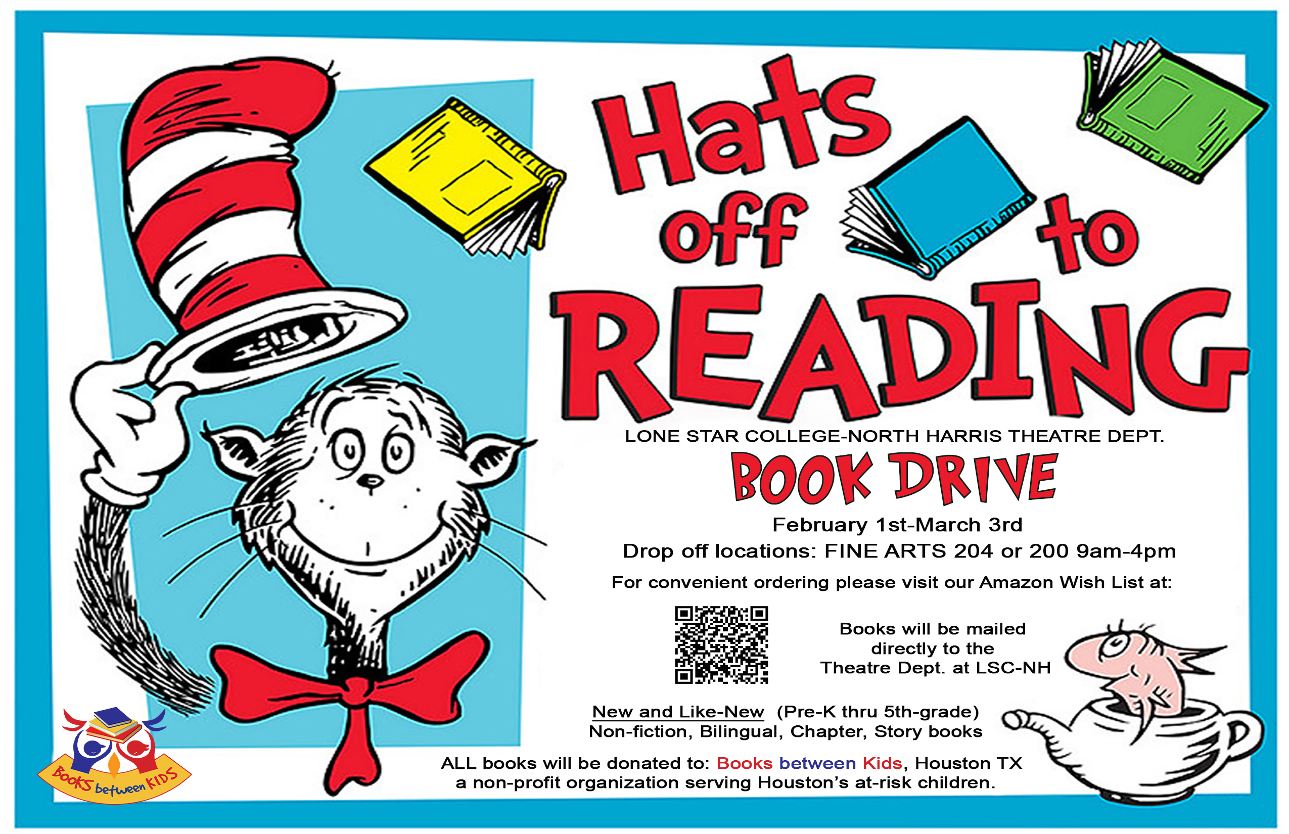 Poster for a Book Drive hosted by the Theater Department