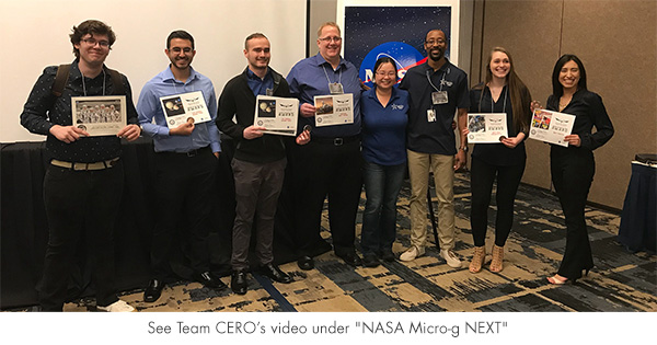 See Team CERO's video under "NASA Micro-g NEXT"
