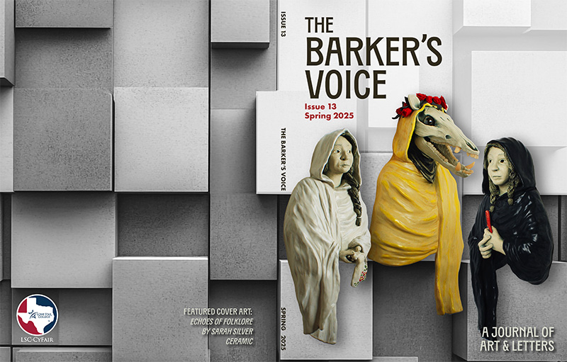 The Barker's Voice - Spring 2025 cover art: "Echoes of Folklore" (ceramic) by Sarah Silver